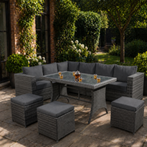 Eden 8 seater corner Garden lounge set with 3 stools
